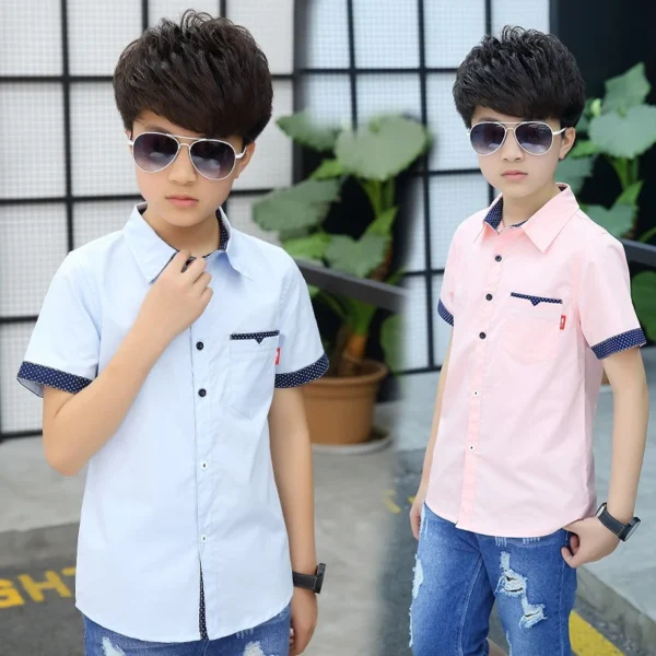 Children's Summer short sleeved thin shirt trend casual short sleeved shirt boy T-shirt