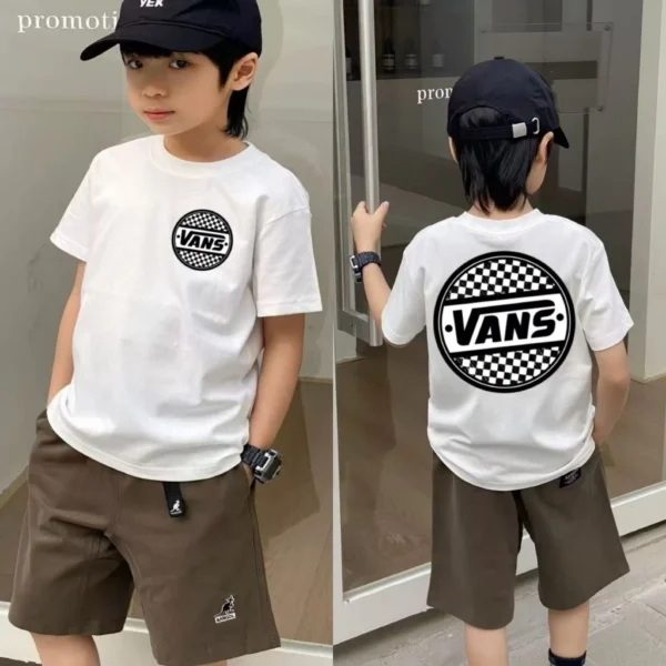 NELLY New 2-14Y Big Children Short Sleeve Boys Girls Printed Loose Kids Unisex Tops baju budak lelaki
